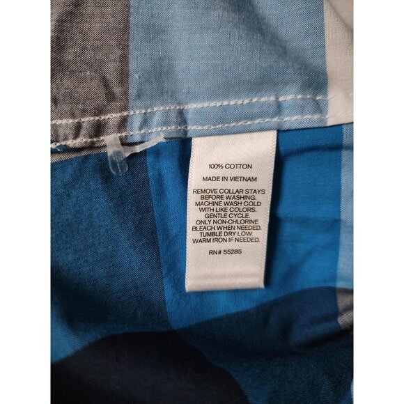 EXPRESS Men's Blue/Multicolor Fitted Plaid Long Sleeve Shirt Size Medium - Picture 7 of 12